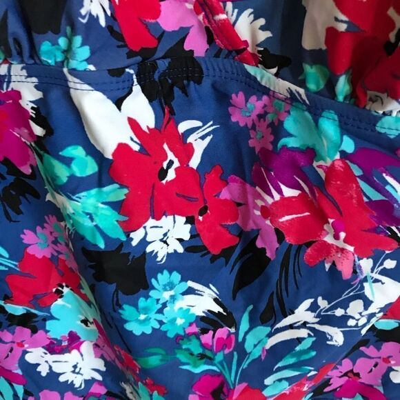 Catalina 2X Tankini Top Adj Straps removable Padded blue floral Print - Picture 4 of 5